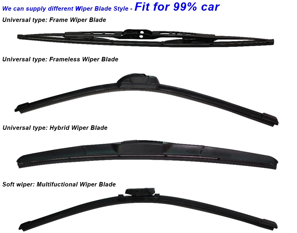 16"18"19"20"22"23"24"26" Universal Auto Parts Flat/Soft/Boneless Frame Universal Multi-Type Wiper Blade for All Car Windows/Windscreen/Windshield