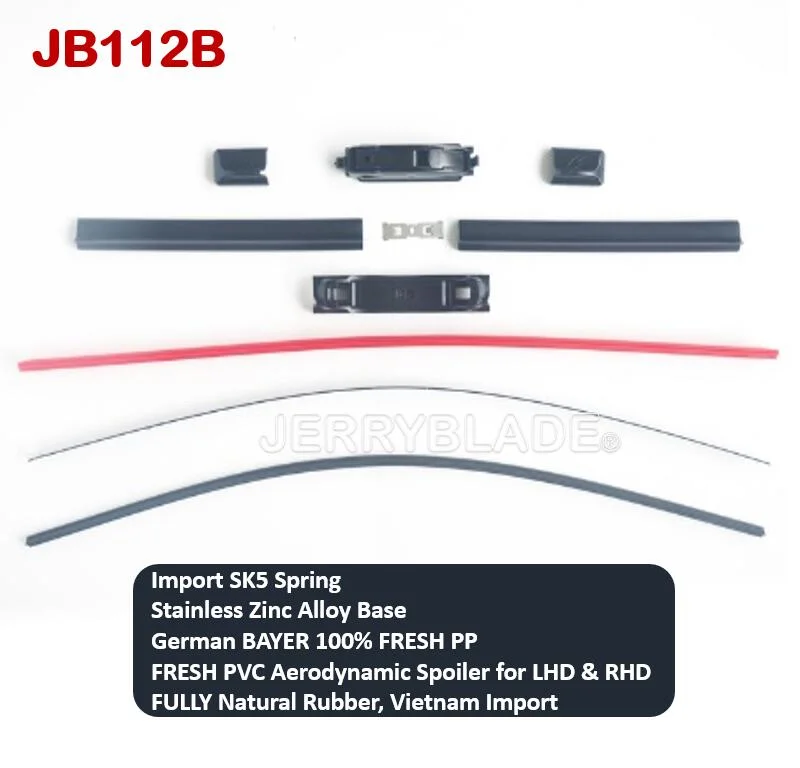 Universal All-Season Multi-Adapter Wiper Blade Frameless New Frameless Flat Soft Wiper for All Windscreen Windshield 12′′-30′′ Hot Sales Jb112b for All Cars