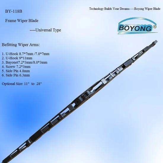 Rahmen-Metall-Wischerblatt, chinesisches Wischerblatt, passend für mehr als 95 % der Fahrzeugtypen